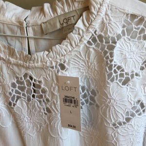 NWT Loft eyelet sleeveless top. Large. White
